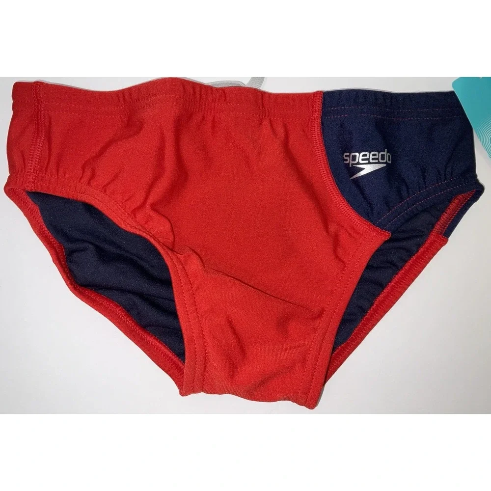 NWT Men's Speedo Vibe Collection Eco Endurance Brief Swim Trunks High Rsk Red 28